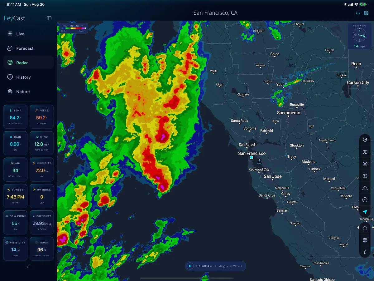 FeyCast radar on iPad